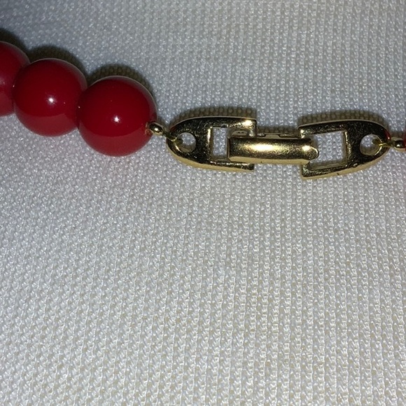 Vintage Napier Red & Gold-Tone Bead Necklace - Picture 2 of 7